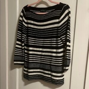 Lauren Ralph Lauren Black and White Striped Knit Sailor Sweater